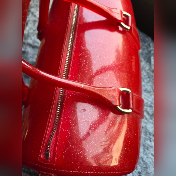 Authentic Vintage Furla Red Glitter Candy Satchel Bag - Sparkly!!! - Picture 3 of 16